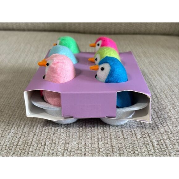 SPRITZ Featherly Friends SET of 6 Mini Fabric Bird in Felt Easter Egg Carton NEW - Picture 7 of 8